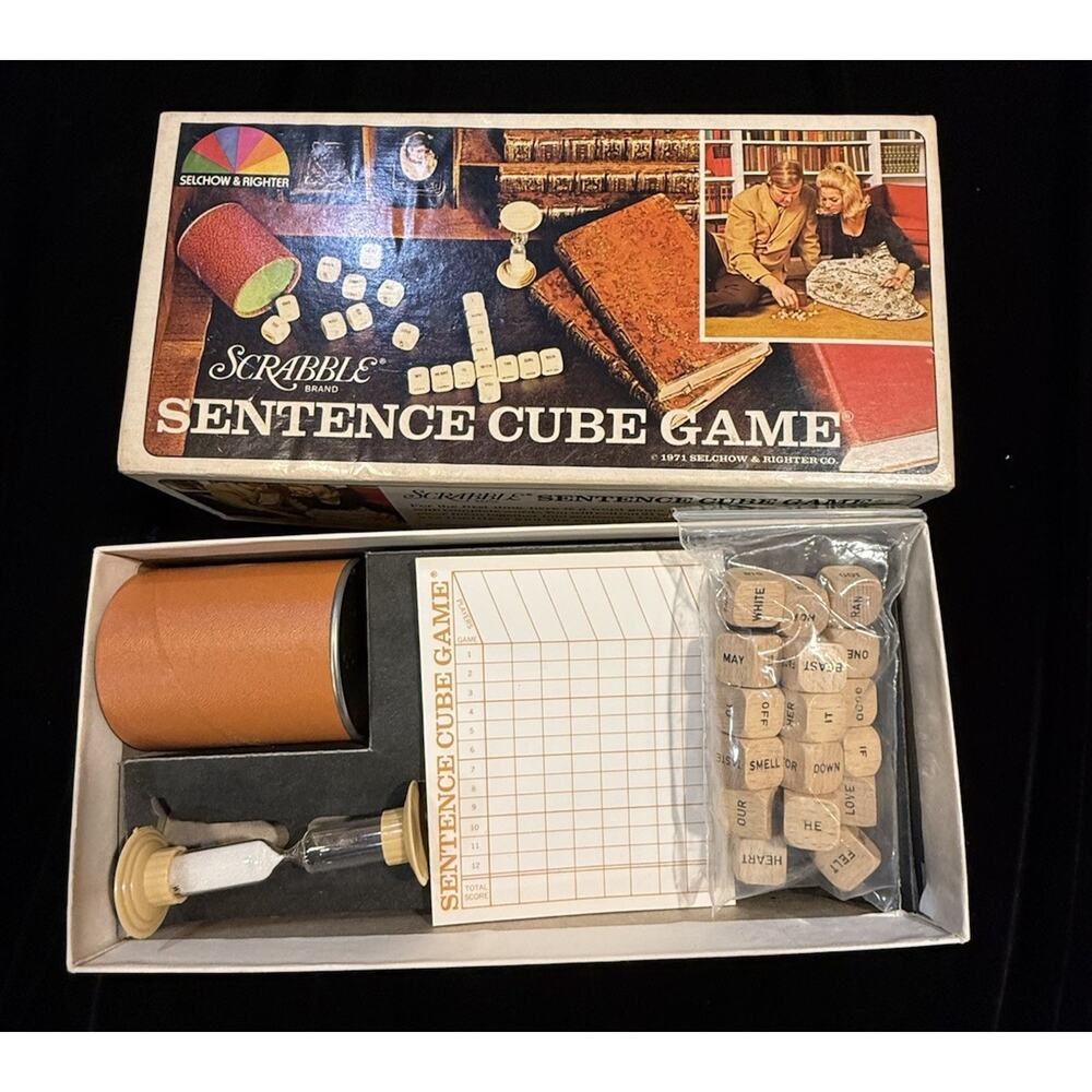 Vintage Scrabble Sentence Cube Game 1971 Selchow & Righter - Board Game COMPLETE
